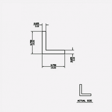 Angle SF 0.75 X 0.75 X 0.125 6063-T5 Satin Black 12ft
