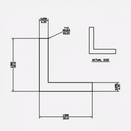 Angle SF 1.5 X 1.5 X 0.25 X 0.25 6063-T5 Satin Clear 12ft