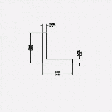 Angle SF 2 X 2 X 0.25 X 0.25 6063-T5 Satin Clear 12ft