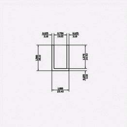 Channel SF 1 X 1.5 X 0.125 X 0.125 6063-T5 Brushed 12ft