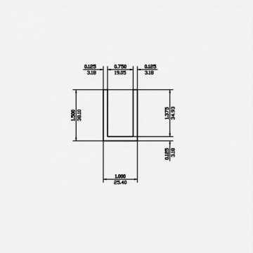 Channel SF 1 X 1.5 X 0.125 X 0.125 6063-T5 Satin Clear 12ft