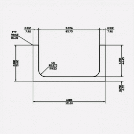 Channel RF 4 X 2 X 0.312 X 0.25 X 0.375 6061-T6 Mill Finish 20ft