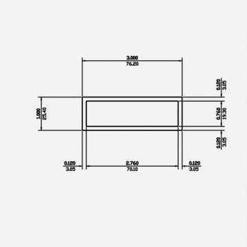 Rectangle Tube SC 3 X 1 X 0.12 6063-T5 Mill Finish 21ft