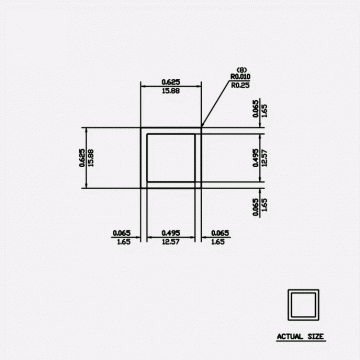 Square Tube SC 0.625 X 0.065 6063-T5 Mill Finish 12ft