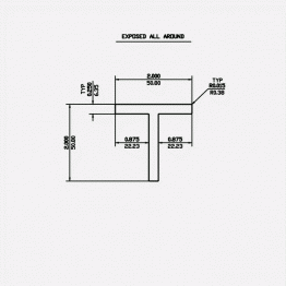 T Bar RF 2 X 2 X 0.25 6061-T6 Mill Finish 20ft